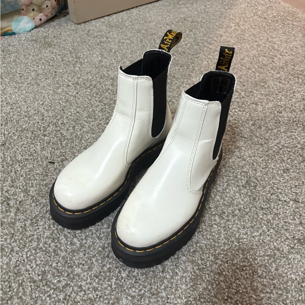 Dr. Martens White and Black Chelsea Boots